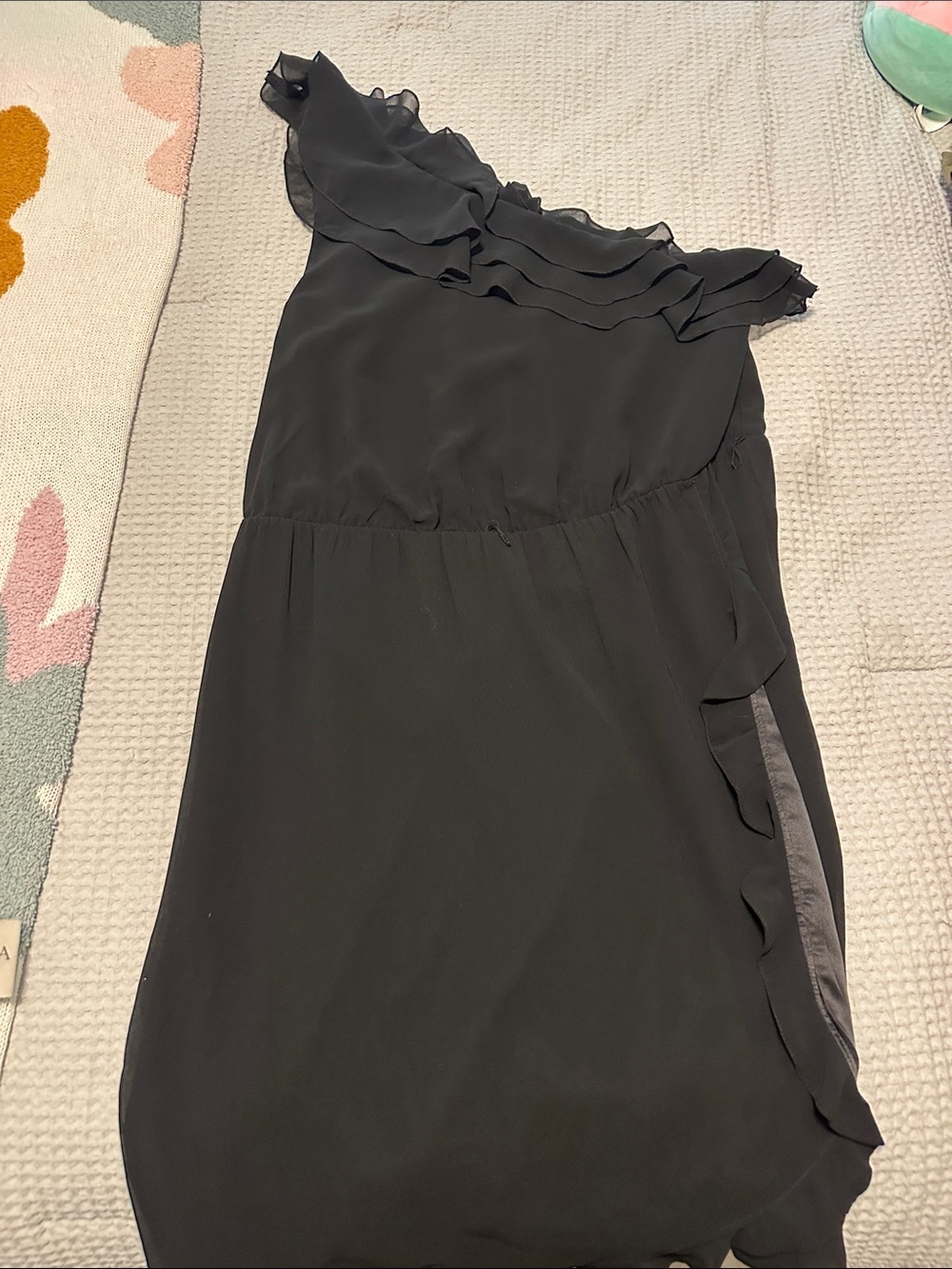Jessica Simpson One-Shoulder Black Ruffle Dress